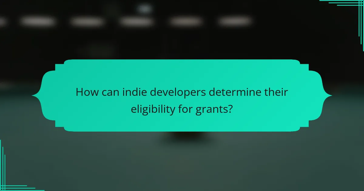 How can indie developers determine their eligibility for grants?