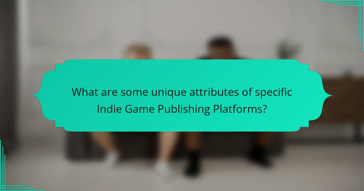 What are some unique attributes of specific Indie Game Publishing Platforms?