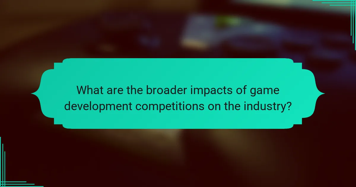 What are the broader impacts of game development competitions on the industry?