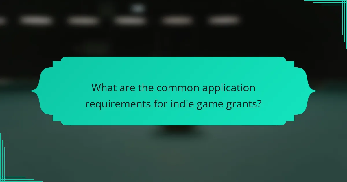 What are the common application requirements for indie game grants?