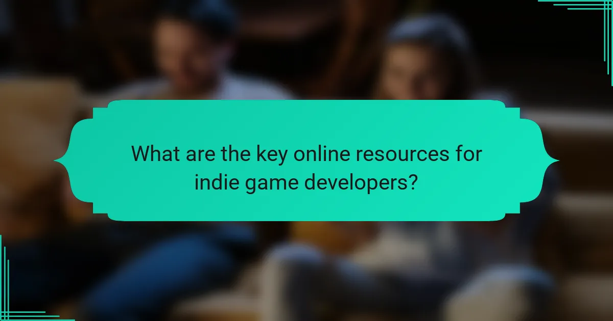 What are the key online resources for indie game developers?