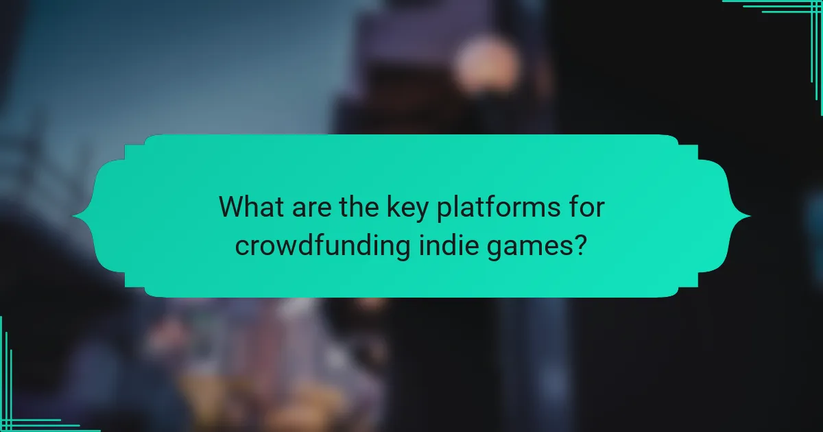 What are the key platforms for crowdfunding indie games?