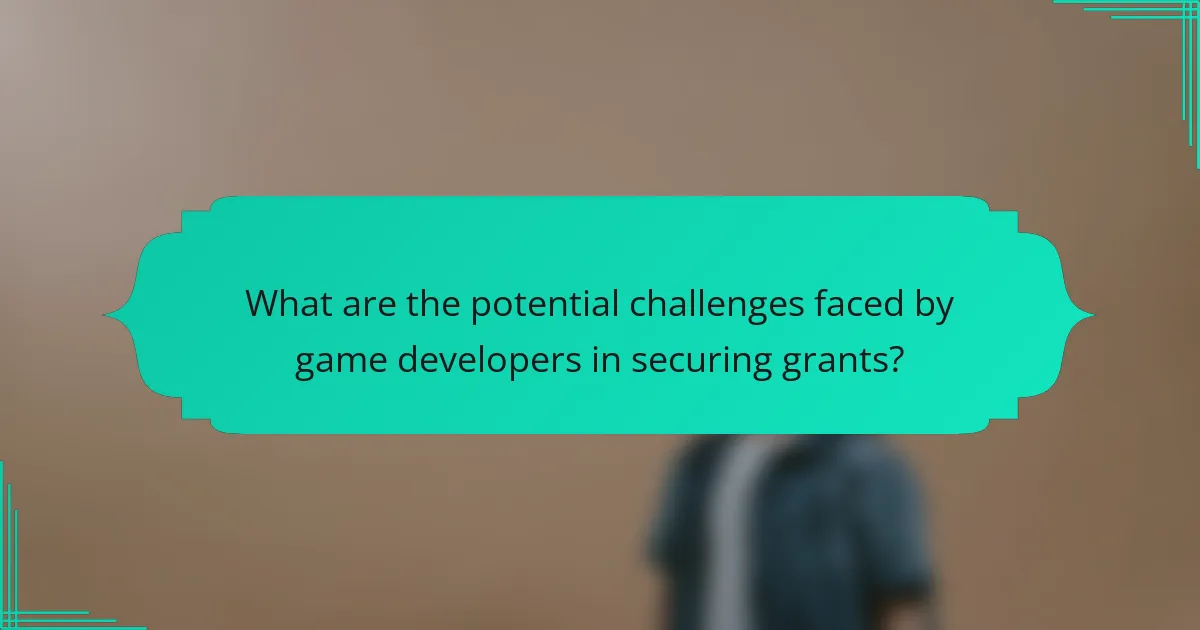 What are the potential challenges faced by game developers in securing grants?