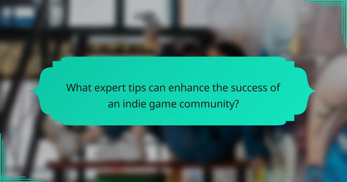 What expert tips can enhance the success of an indie game community?
