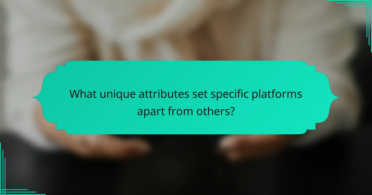 What unique attributes set specific platforms apart from others?